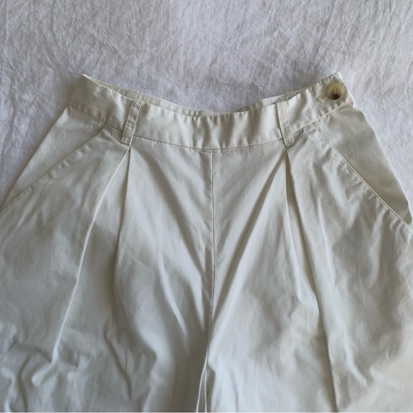 Doen Hilaire Cotton High Waist Wide Leg Cuff Palazzo Pants Trousers Salt White - Picture 10 of 14